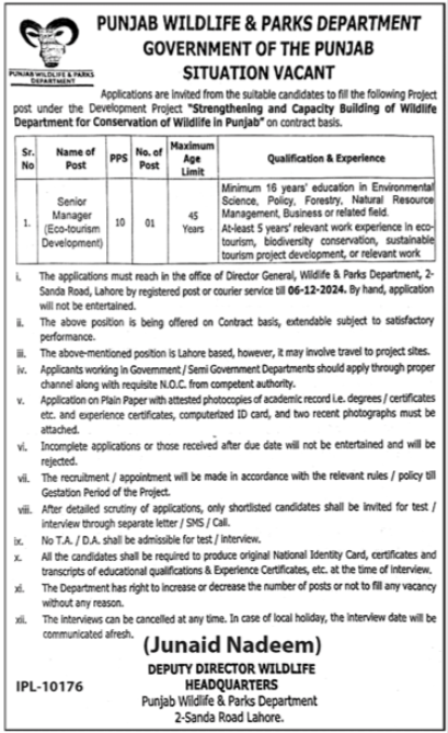 New Jobs 2024 At Punjab Wildlife & Parks Department - jobs.punjab.gov.pk Online Apply