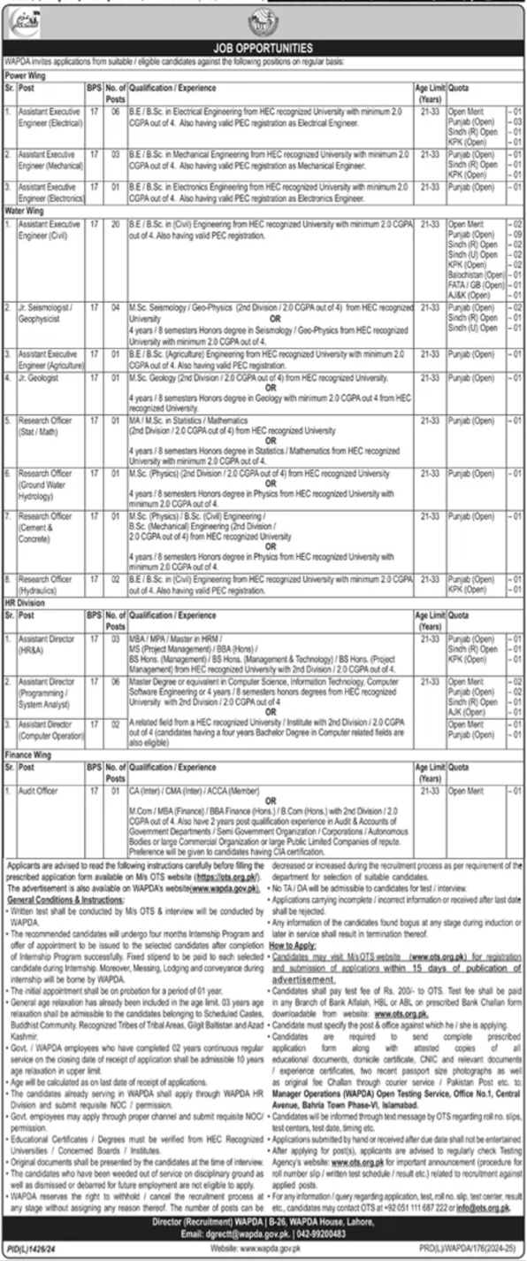 Water and Power Development Authority WAPDA Jobs 2024 (500+ Vacancies)