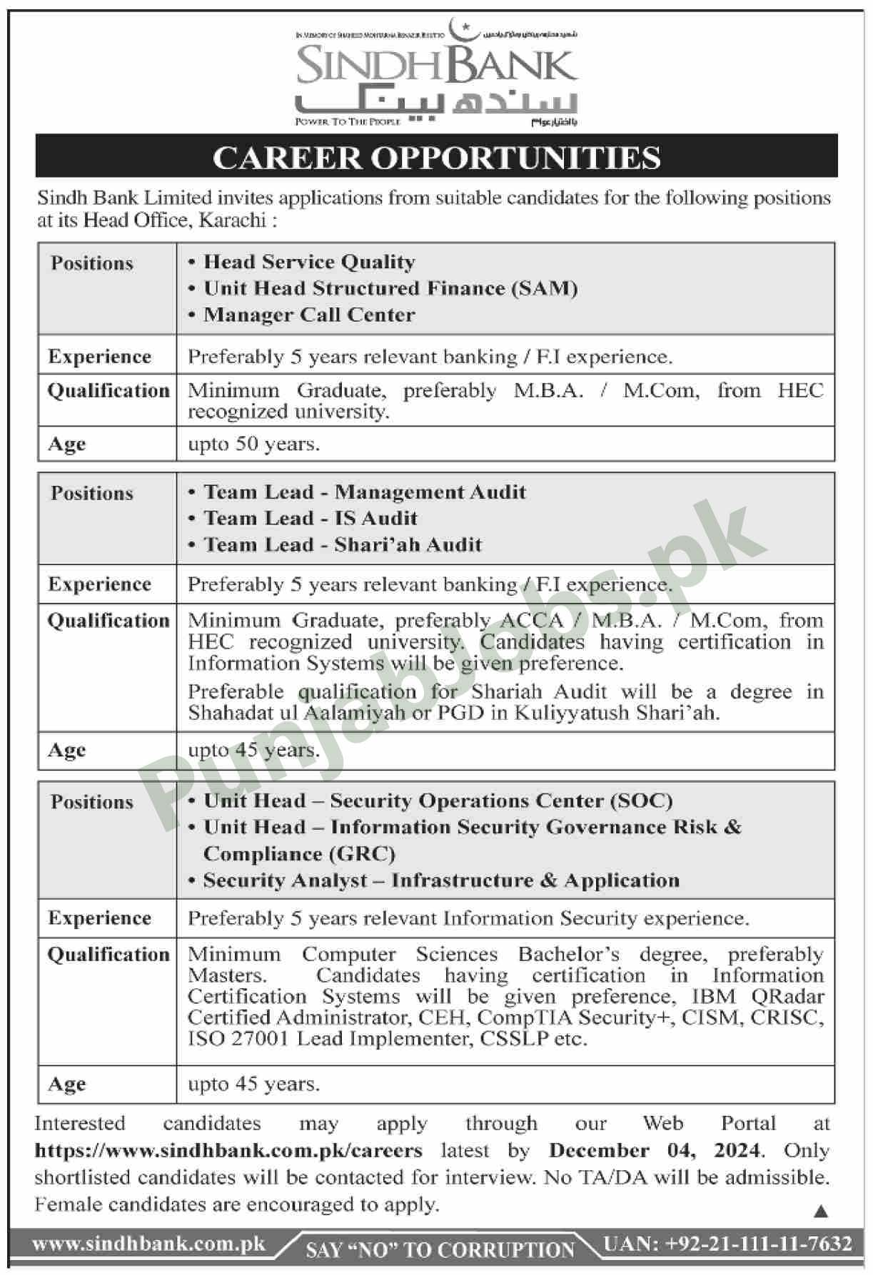 Sindh Bank Jobs 2024-2025 Apply Online Through sindhbank.com.pk