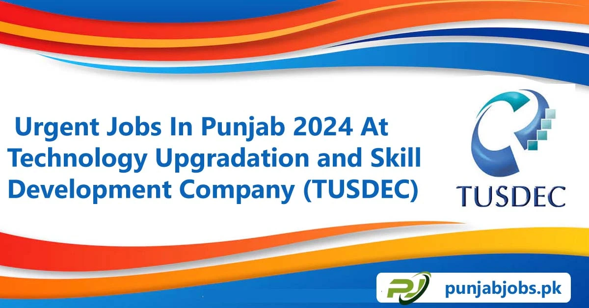 Urgent Jobs In Punjab 2024 At Technology Upgradation and Skill Development Company (TUSDEC)