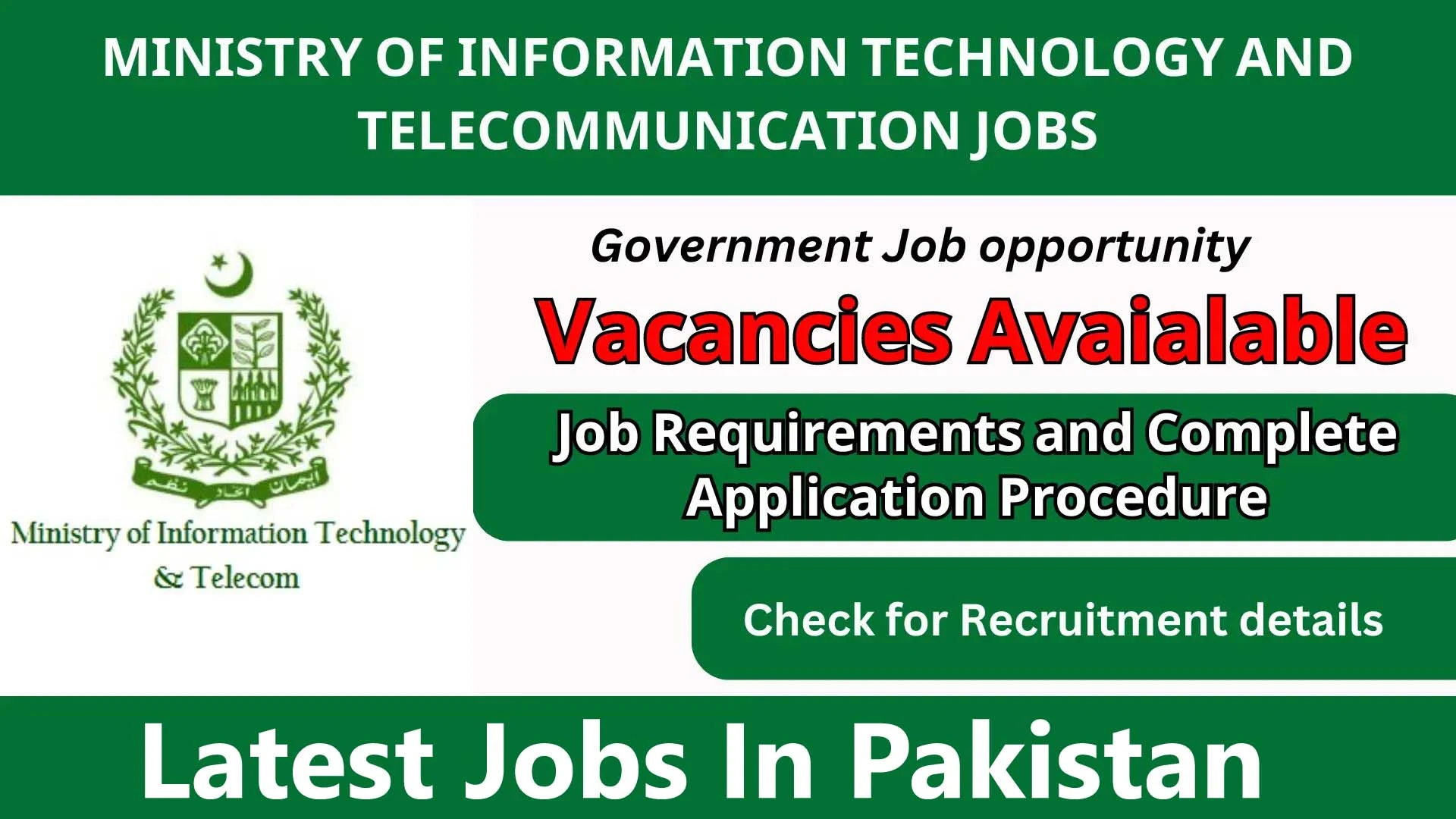 Ministry of Information Technology & Telecommunication (MOIT) Jobs 2024 Online Apply