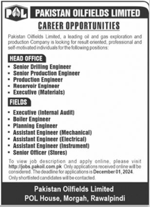 Pakistan Oilfields Limited (POL) Jobs 2024 – Apply Online Now!