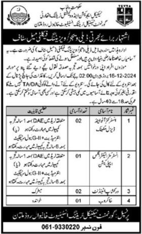 Technical Education & Vocational Training Authority (TEVTA) Jobs 2024/25