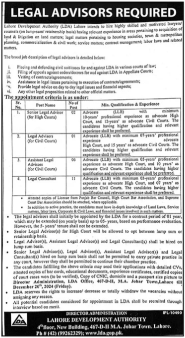 Lahore Development Authority (LDA) Jobs 2025 Apply Process