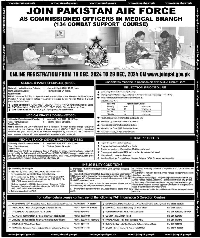Join Pakistan Air Force (PAF) Jobs 2025 For Medical Posts - www.joinpaf.gov.pk 2025