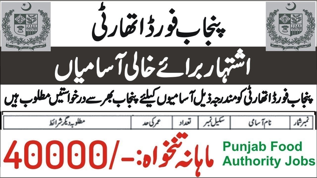 Latest Punjab Agriculture Food & Drug Authority Jobs 2024/25 Apply Online